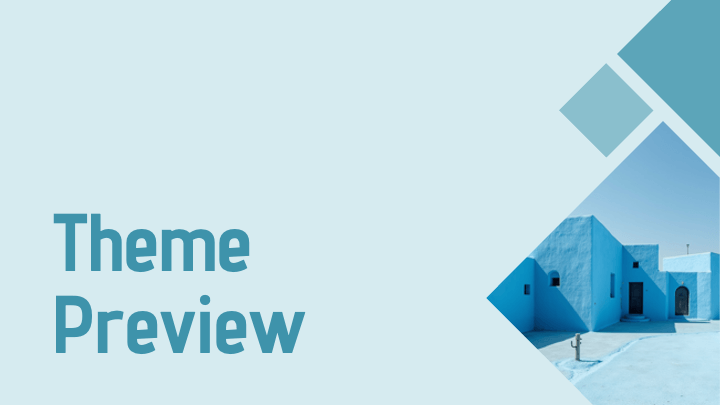 Blue geometric presentation cover with diamond shapes and clean business look